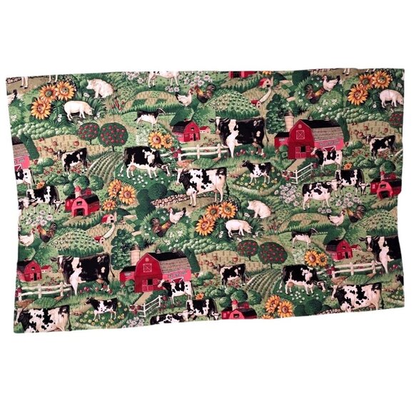 Kitchen Curtains w/ Valance Farm-Themed Cow & Barnyard Print 2ft W Valance 34L - Picture 2 of 8